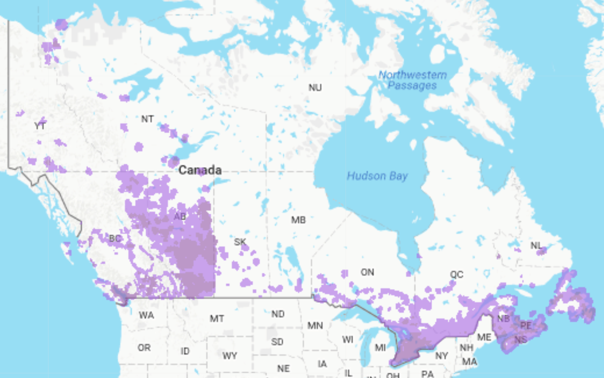 Canada Satellite Telus Coverage Map