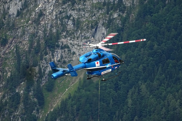 response helicopter hovering landscape